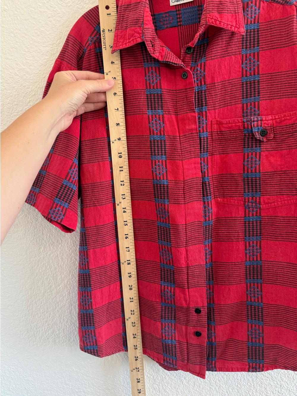 Cabin Creek Vintage Red and Blue Plaid Short-Sleeve Button-Down Shirt - Picture 10 of 14